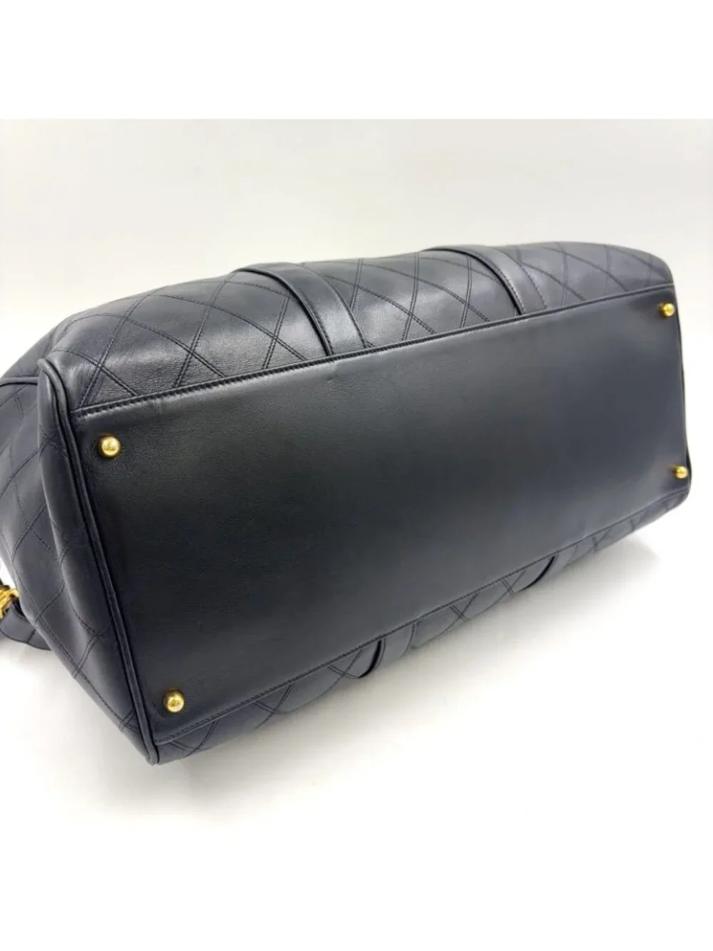 Chanel Bicolor 2-Way Leather Black Boston Bag Gold
